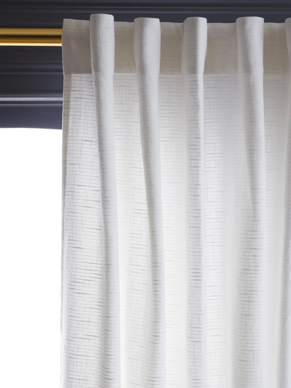 Quince White Cotton Slub Single Curtain Panel 48”x108”